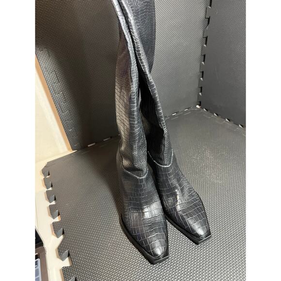 Free People x Vicenza Friday Fever Heel Boots Black Croc Size 37 US 6 - Picture 3 of 7